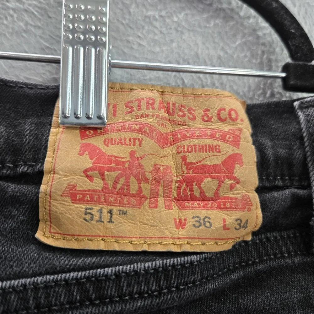Levi's 511 Men Jeans 36X34 Black Slim Denim 31
